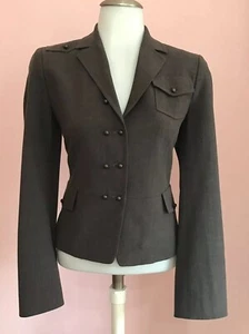 AKRIS 4 Sexy Brown Green Wool Military Cotton Designer Womens Jacket Blazer - Picture 1 of 10