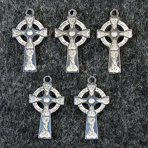 5x High Celtic Cross Medium 36x20x3mm Pewter Pendant Bead Jewellery Craft Pack - Picture 1 of 5