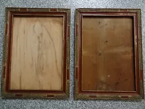 COPPIA DI CORNICI IN LEGNO VINTAGE MONGOLE FATTE A MANO - Foto 1 di 24