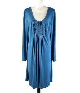 Chadwicks Dress size Extra Large Teal Slinky Stretch Peasant Stretch Modest Boho - Picture 1 of 20