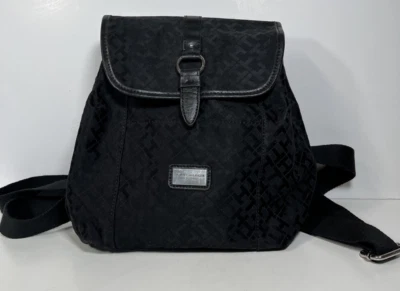 Tommy Hilfiger Mujer Negro Logo Jacquard Pequeña Mochila Bolso Cartera Foto 1 de 4