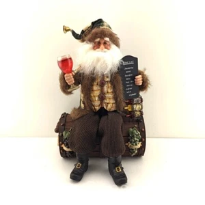 Karen Didion LARGE Santa Clause Sitting on Wine Barrel 19.5" Tall Crakewood Coll - Picture 1 of 12