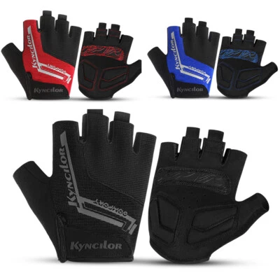Cycling Gloves for Men Breathable Gel Bike Riding Anti-Slip Half Finger Glove US - Image 1 of 4