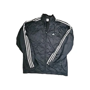 Adidas Full Zip Nylon Jacket Mens Medium Lightweight Black 2007 - Picture 1 of 11