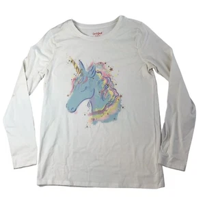 Cat and Jack T Shirt White w Blue/Pink Unicorn Glitter Stars Sz Girl's XL 14-16 - Picture 1 of 11