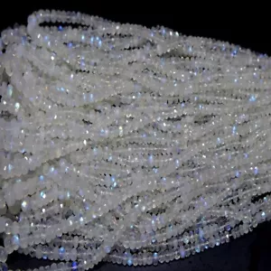 Rainbow Moonstone Faceted Beads Roundel Shape Beads Natural Blue Fire Rainbow - Picture 1 of 8