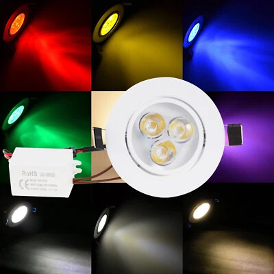 Dimmable LED Recessed Ceiling Downlight Bulb 3W White Lamp 12V 24V + Driver - Image 1 of 4