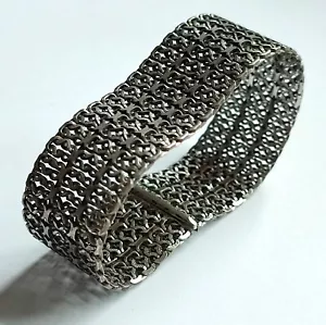 FILIGRANES ARMBAND 835ER SILBER TEPPICHARMBAND 19,5 CM LANG 2,3 CM BREIT PATINA - Bild 1 von 20