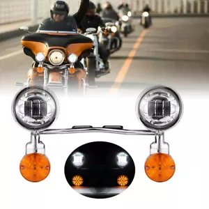 Chorme Motorcycle Turn Signal Indicator Passing Driving Spot Fog light Lamp Bar - Picture 1 of 12