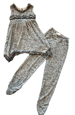 Isobella & Chloe Niñas 2 piezas Gris Brezo Volantes Tanque y Leggings Acanalados Conjunto 6 Foto 1 de 4