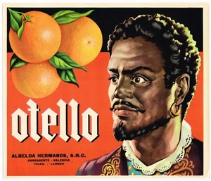 ORIGINAL CRATE LABEL SPANISH SPAIN VINTAGE 1950 ORANGE OTHELLO SHAKESPEARE - Picture 1 of 1