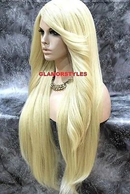 PELUCA COMPLETA FRONTAL DE ENCAJE LARGA CAPAS PARTE LATERAL RECTA BLANQUEADOR RUBIO #613 CALOR OK Foto 1 de 4