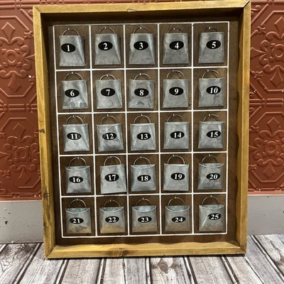 Wood/metal Hanging Advent Calendar Christmas Countdown Calendar - Image 1 of 4