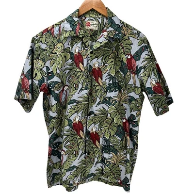 Hilo Hattie Shirt Mens Medium Parrot Print Tropical Hawaiian Button Up Vintage - Image 1 of 4