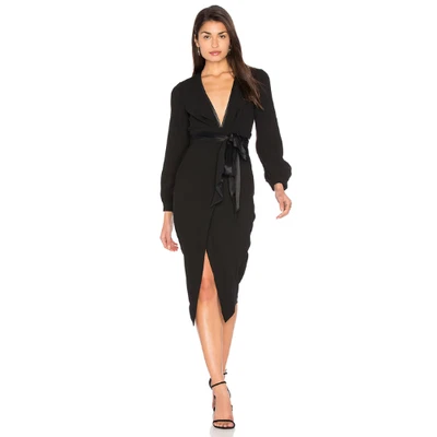 Vestido midi Bec + Bridge Roosevelt manga larga recortado en negro talla 4 Foto 1 de 4