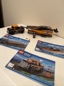 60085 LEGO Complete CITY: 4x4 with Powerboat orange racing pickup