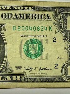 Birthday Note Dollar Bill $1 August 24th 2004 08/24/2004 Fancy Serial Number NY - Picture 1 of 10