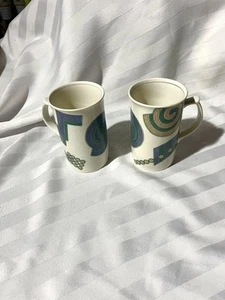 MIKASA Vintage LIFE STYLE Geometric Shapes CAPPUCCINO MUGS Retro EXCELLENT - Picture 1 of 7
