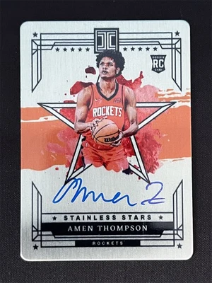2023-24 Panini Impecable Amen Thompson Acero Inoxidable Estrellas Novato RC Automático/25 Foto 1 de 2