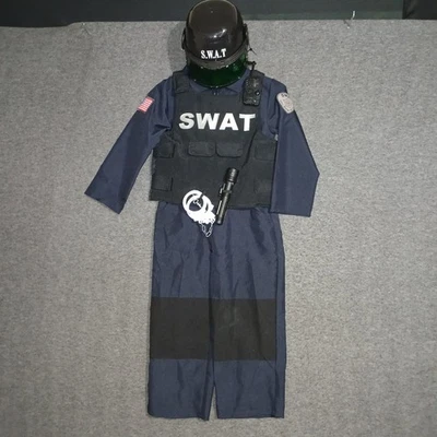 Kids Size 5/6 SWAT Costume Deluxe 6 Pc Set Reflective Halloween Cosplay Dress Up - Image 1 of 4