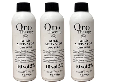Активатор золота 24 карата Fanola Oro Therapy 10 объемов 3% Oro Puro 150 мл цвет волос упаковка 3 шт. - Изображение 1 из 2