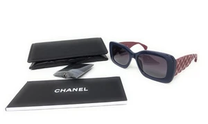 Authentic CHANEL Women's Sunglasses CH5483A c1658/S6,Blue-Red With Gold CC Logo - Picture 1 of 6