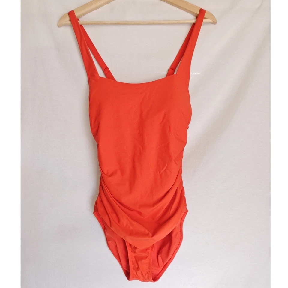 Traje De Baño Athleta Cuello Cuadrado Una Pieza Vermillion Rojo Naranja Mediano M Foto 1 de 4