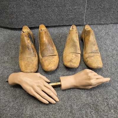 Vintage Antique Shoe Lasts Molds Pair 9, Pair ?. Bonus-Creepy Hands - Image 1 of 4