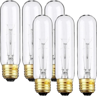 6 Pack T10 Tubular Light Bulbs, 40W Bulb, Clear 5 In (6 Pack), Warm White 40w  - Image 1 of 4