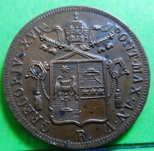 Bonito XF+ VATICANO - Estados Pontificios - 1835 -R BAIOCCO Gregorio XVI Cobre - Imagen 1 de 2
