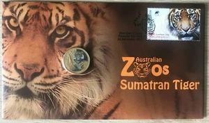 PNC Australia 2012 Australian Zoos Sumatran Tiger RAM $1 Coloured Coin - Picture 1 of 6