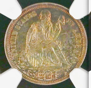 1886 NGC PR65 Mirrored & Gorgeous $1,300-PG 886-Minted! PROOF Seated Dime 10C - Picture 1 of 4