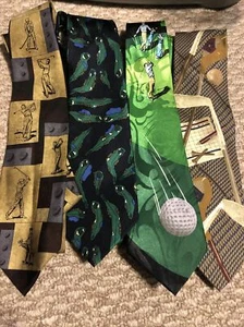 Set Of 4 Mens Neck Ties Gold Sport Theme Bach, Fratello, Eagle, Corporate - Picture 1 of 6