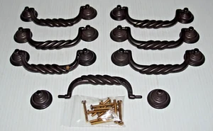 Lot Of 7 Bronze Color Metal Drop Bail Cabinet Drawer Dresser Handles 4.5" CTC - Picture 1 of 2