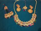 Asian Pakistani Indian Bridal Mehndi Jewellery Necklace Tikka Earing and Jhumka 