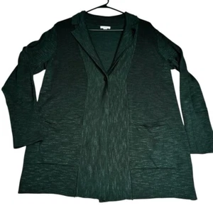 J.Jill Open Front Cardigan Sweater Womens MP Long Sleeve Knit Dark Forest Green - Picture 1 of 7