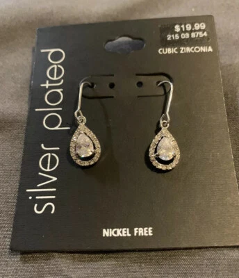 Pendientes colgantes enchapados en plata con circonitas cúbicas SS7 Foto 1 de 2