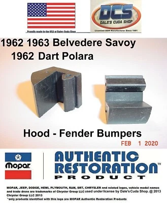 63 Belvedere Savoy 62 Dart Polara Hood 1962 - parachoques guardabarros nuevo MoPar EE. UU. Foto 1 de 2