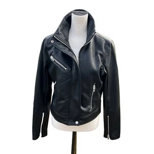 Chaqueta de Motocicleta BLANKNYC Cuero Sintético Negro con Cremallera Completa ¡NUEVA SIN ETIQUETAS Talla M Forrada! Cremalleras plateadas - Imagen 1 de 22