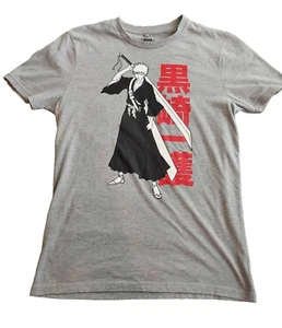Bleach Men's Medium Anime Big Front Graphic T-shirt Grey Small Defect Check Pics - Picture 1 of 7