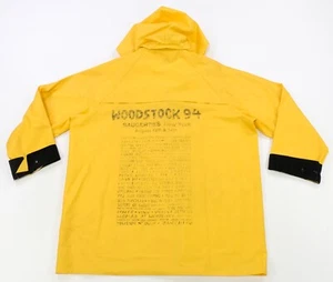 Rare Vintage ACADIA Woodstock 94 1994 Music Festival Rain Jacket 90s Yellow XL - Picture 1 of 18