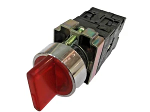 ILLUMINATED RED 3 POSITION ON/OFF/ON SELECTOR SWITCH XB2-BK3465 - Picture 1 of 1