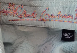 Robert Graham Flip Cuff Floral Shirt 2XL Seafoam Long Sleeve Button - Picture 1 of 14