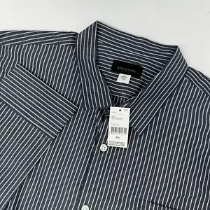 Structure SLIM FIT Mens LS Yarn Dye Dobby Navy White Stripe Dot Sz XXL - Picture 1 of 8