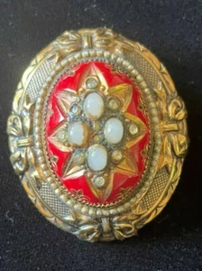 Vintage 1940s CORO oval enameled brooch - Picture 1 of 4