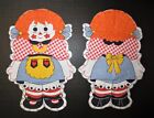 Raggedy Gingham Girl Doll Cut Out Fabric Pattern Print Pillow Sew and Stuff Vtg