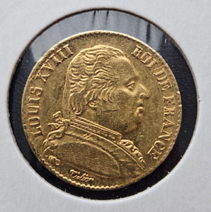 20 Francs Louis XVIII 1814 A Quality!  Paris France Gold Or Oro Goud