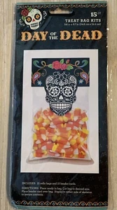 DAY OF THE DEAD Halloween Treat Bag Kits 9.8" X 5.7" 15 Count - Picture 1 of 2