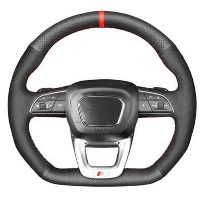 Cubierta de volante de gamuza de cuero genuino para Audi Q5 SQ5 2017-2019 Q3 Q8 SQ8 Foto 1 de 4