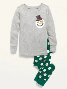 NWT Old Navy Unisex Snowman Snow Christmas Pajama Sleep Set Pajamas Boy Girl 3T - Picture 1 of 1
